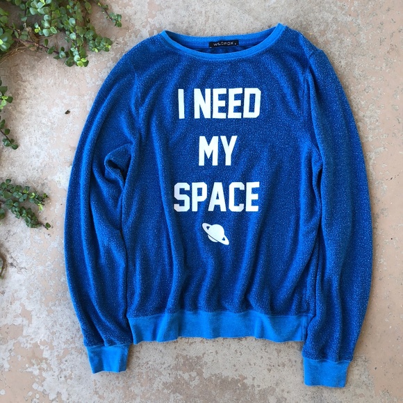 Wildfox Sweaters - Wildfox I Need My Space Blue Baggy Beach Jumper